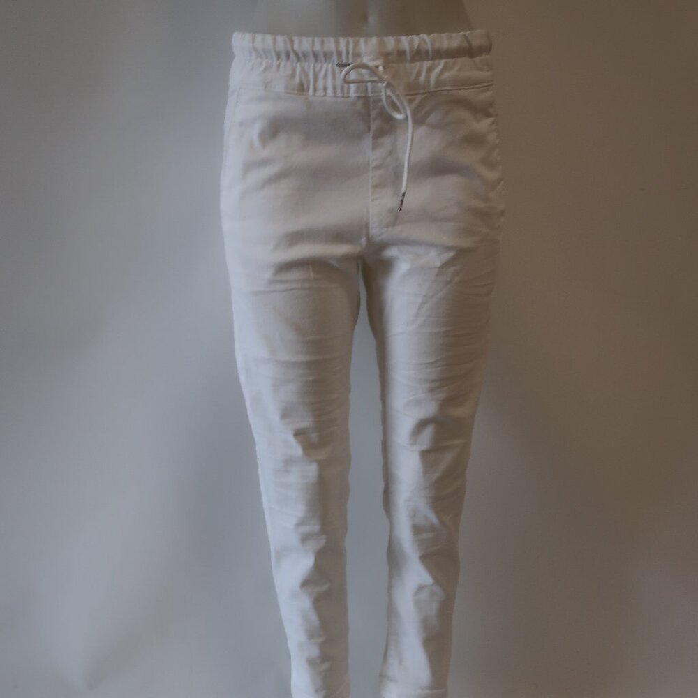 Womens Bevy Flog White (Item- 908) Elastic Waist Drawstring Pull-On Pants 30 - Picture 3 of 8